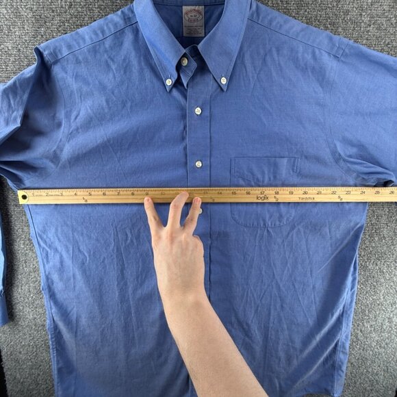 Brooks Brothers Button-Down Traditional 16 32 Cotton Blue Non-Iron Shirt Mens - Picture 5 of 13